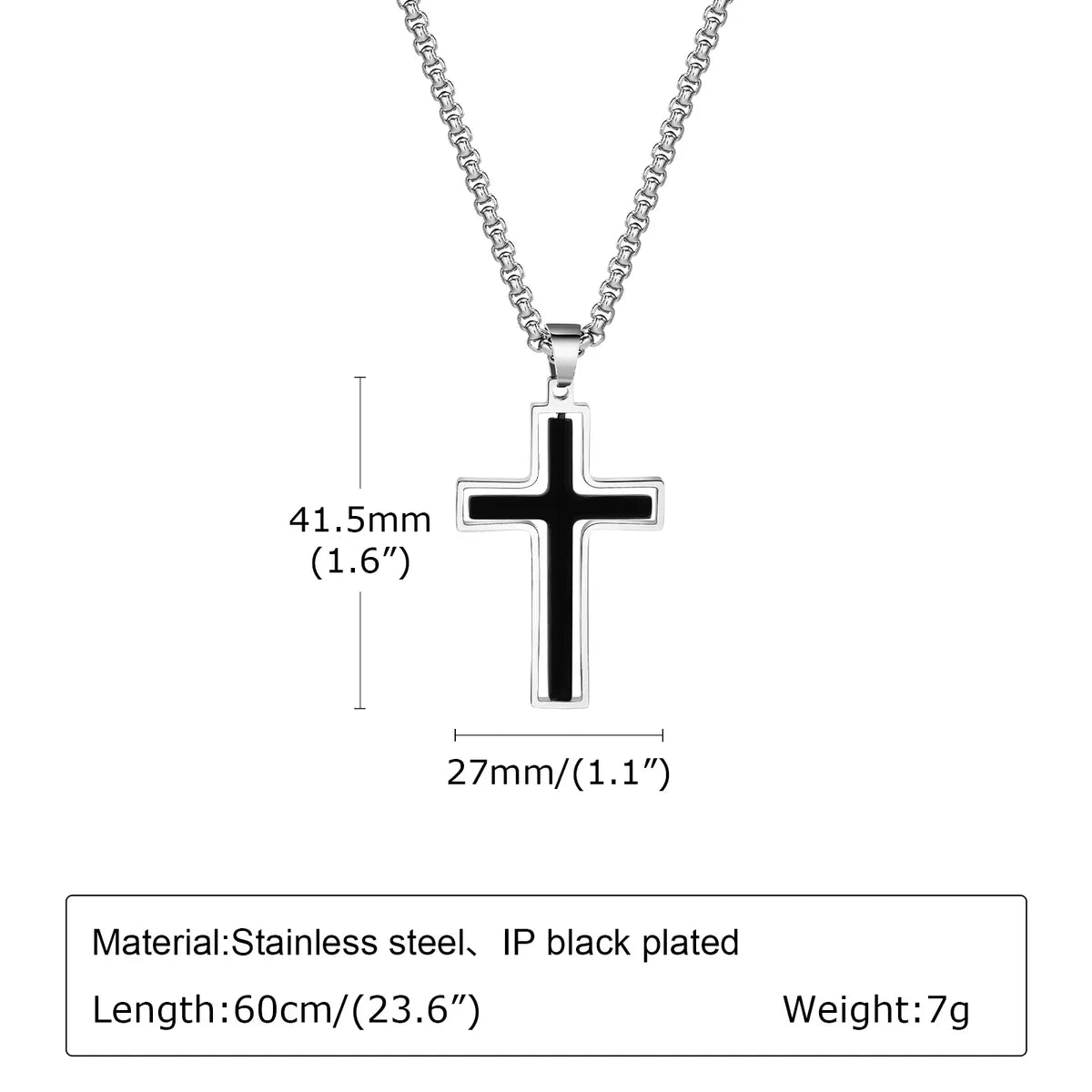 Wholesale Jewelry Simple Style Classic Style Cross 304 Stainless Steel Pendant Necklace