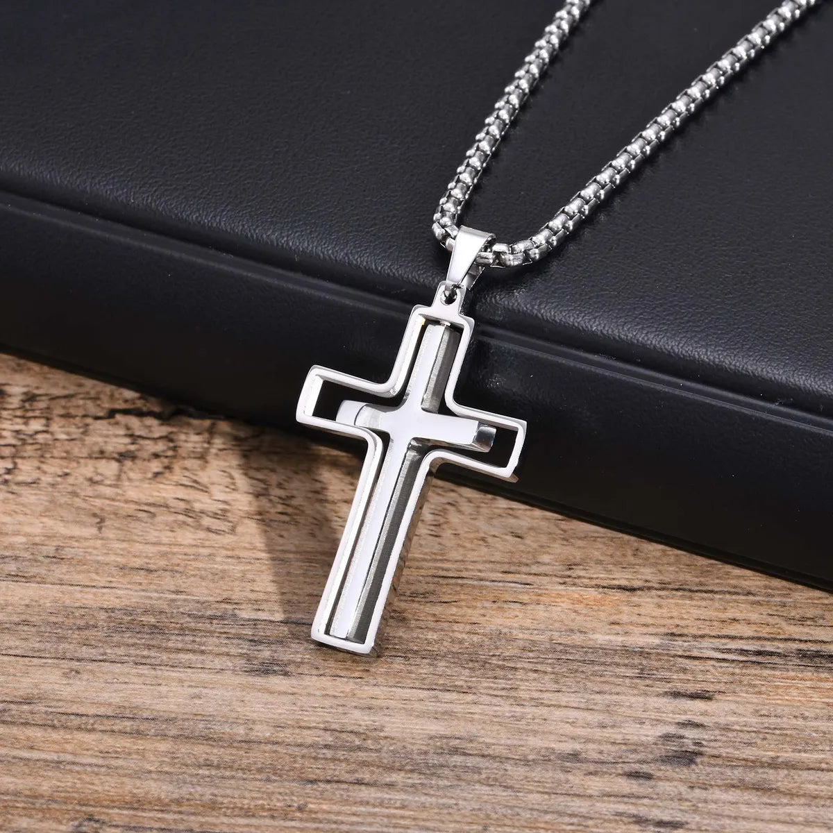 Wholesale Jewelry Simple Style Classic Style Cross 304 Stainless Steel Pendant Necklace