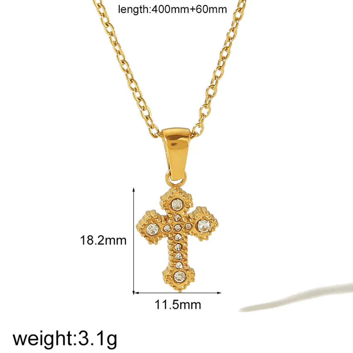 Wholesale Jewelry Simple Style Classic Style Cross 304 Stainless Steel Zircon 18K Gold Plated Plating Inlay Pendant Necklace