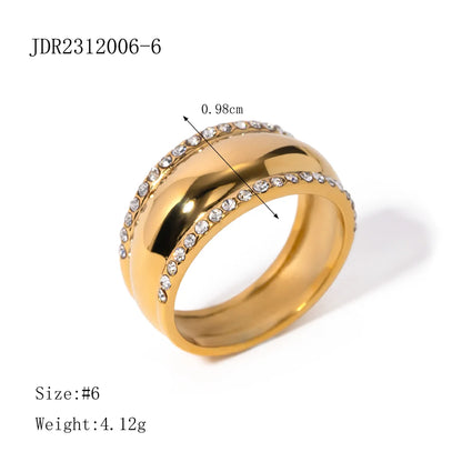 Wholesale Jewelry Simple Style Classic Style Cross Solid Color 304 Stainless Steel Zircon Inlay Rings