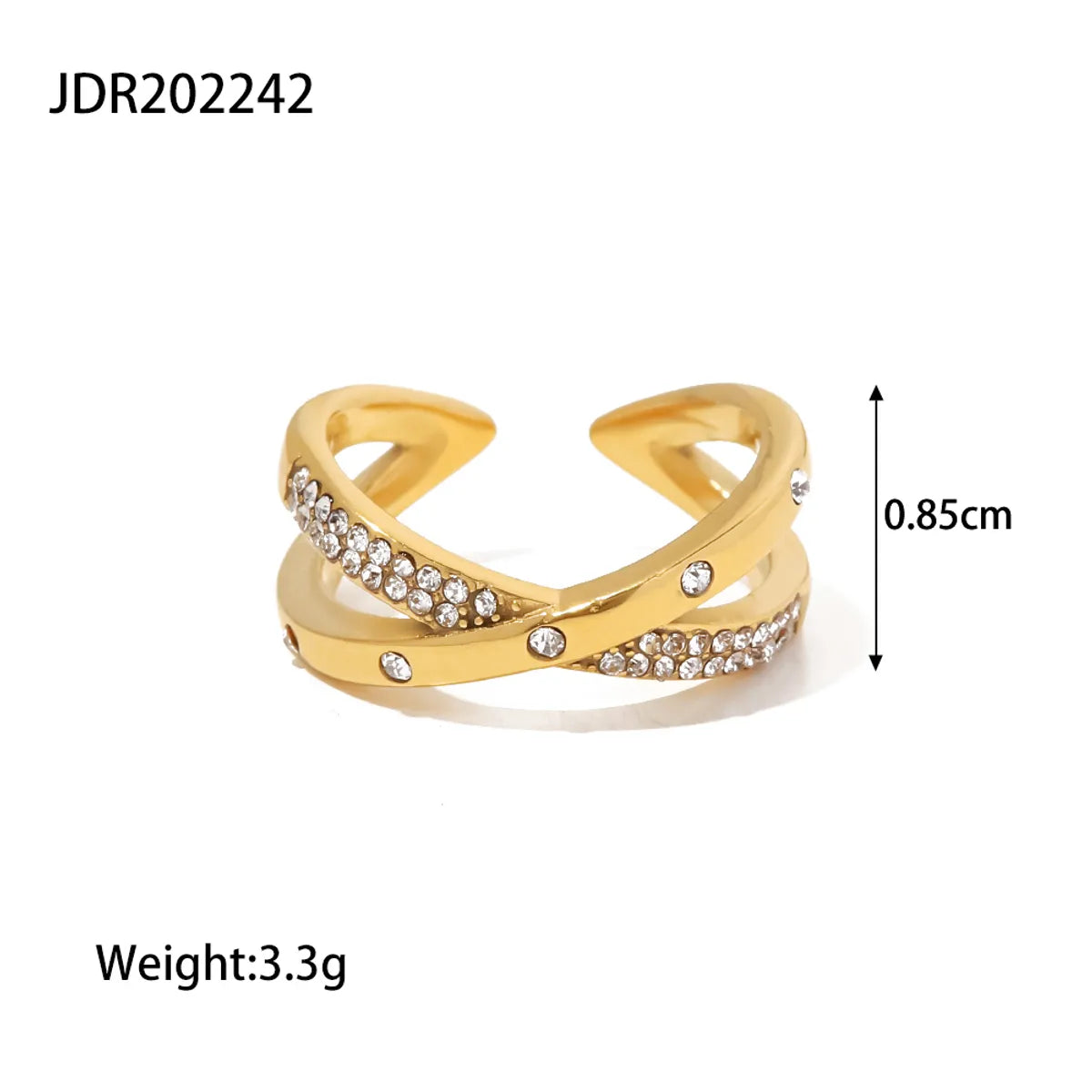 Wholesale Jewelry Simple Style Classic Style Cross Solid Color 304 Stainless Steel Zircon Inlay Rings