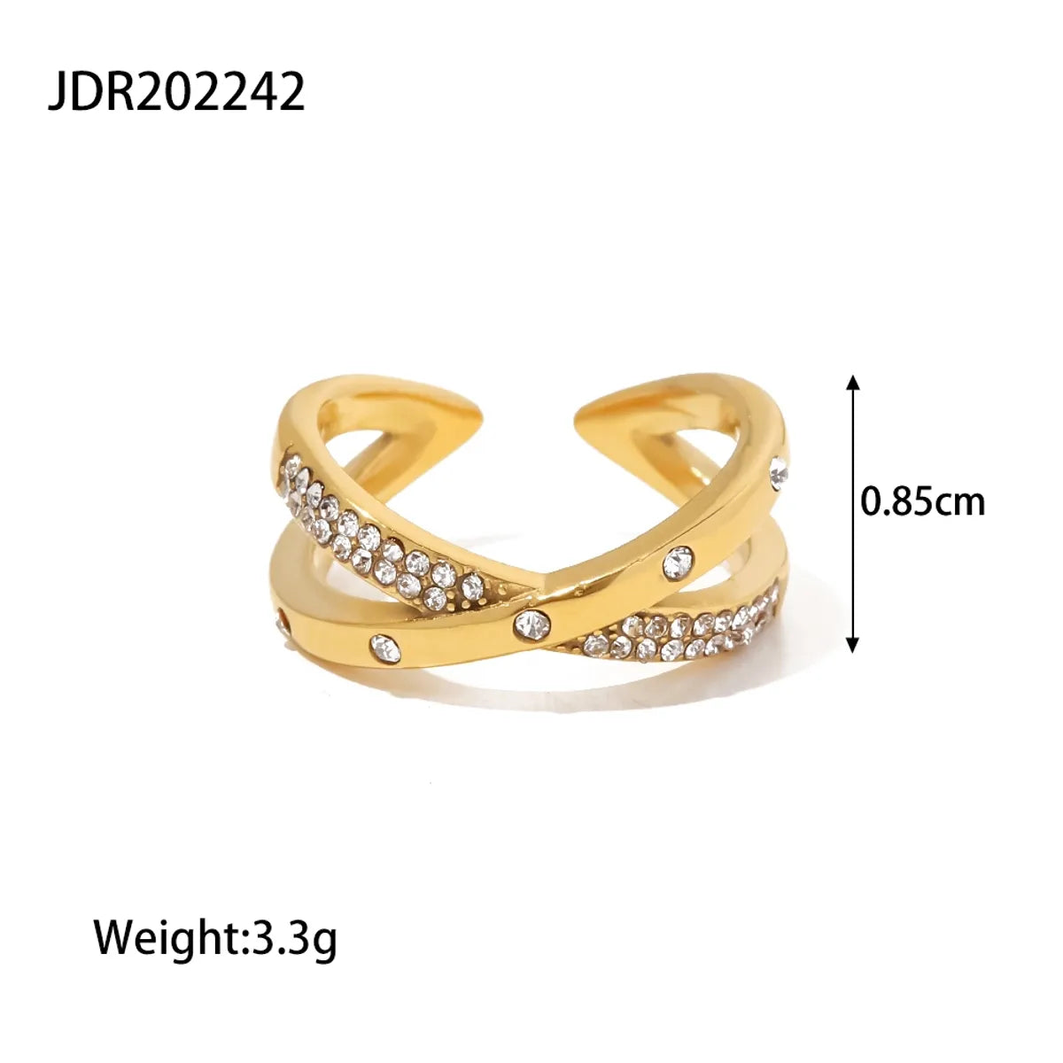 Wholesale Jewelry Simple Style Classic Style Cross Solid Color 304 Stainless Steel Zircon Inlay Rings