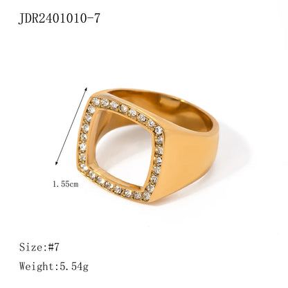 Wholesale Jewelry Simple Style Classic Style Cross Solid Color 304 Stainless Steel Zircon Inlay Rings