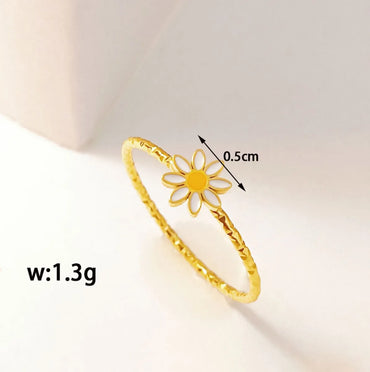 Wholesale Jewelry Simple Style Classic Style Daisy 304 Stainless Steel Titanium Steel 18K Gold Plated Plating Rings