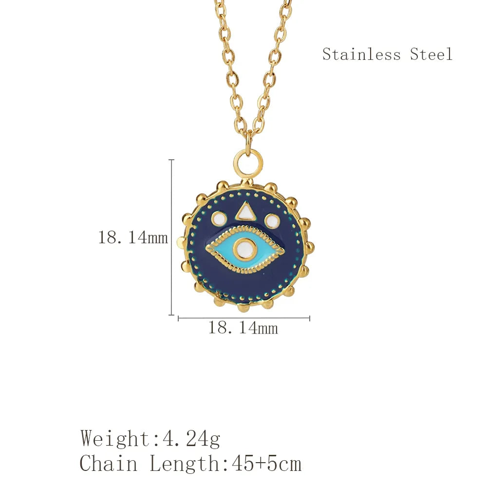 Wholesale Jewelry Simple Style Classic Style Devil'S Eye 304 Stainless Steel Pendant Necklace