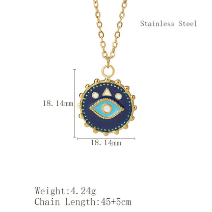 Wholesale Jewelry Simple Style Classic Style Devil'S Eye 304 Stainless Steel Pendant Necklace