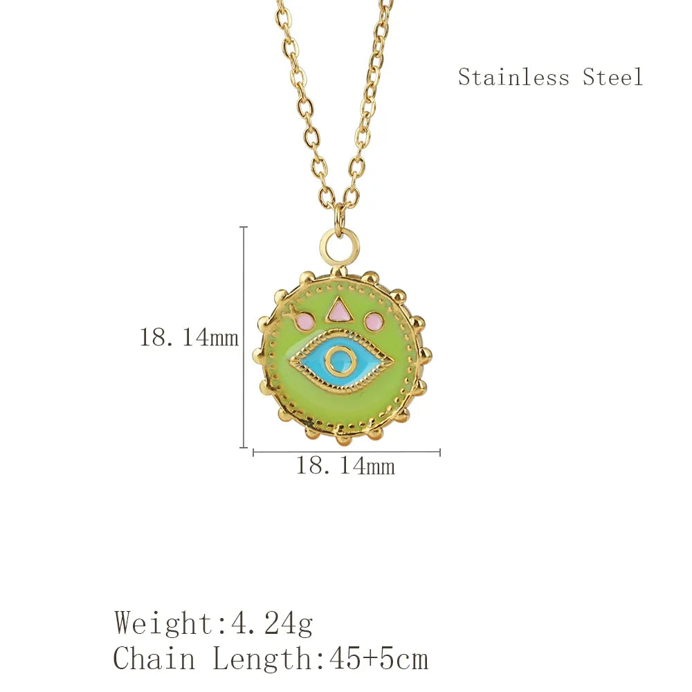 Wholesale Jewelry Simple Style Classic Style Devil'S Eye 304 Stainless Steel Pendant Necklace