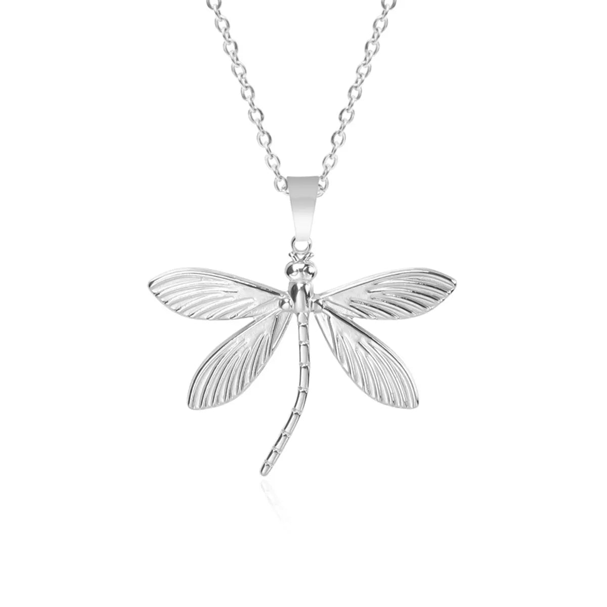 Wholesale Jewelry Simple Style Classic Style Dragonfly 304 Stainless Steel Plating Pendant Necklace