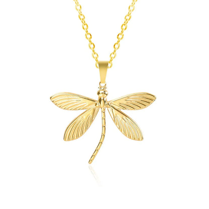 Wholesale Jewelry Simple Style Classic Style Dragonfly 304 Stainless Steel Plating Pendant Necklace