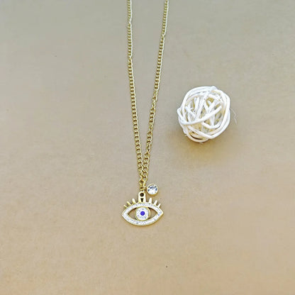 Wholesale Jewelry Simple Style Classic Style Eye Stainless Steel Rhinestones Inlay Pendant Necklace