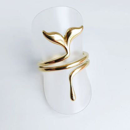 Wholesale Jewelry Simple Style Classic Style Fish Tail 304 Stainless Steel 18K Gold Plated Plating Rings