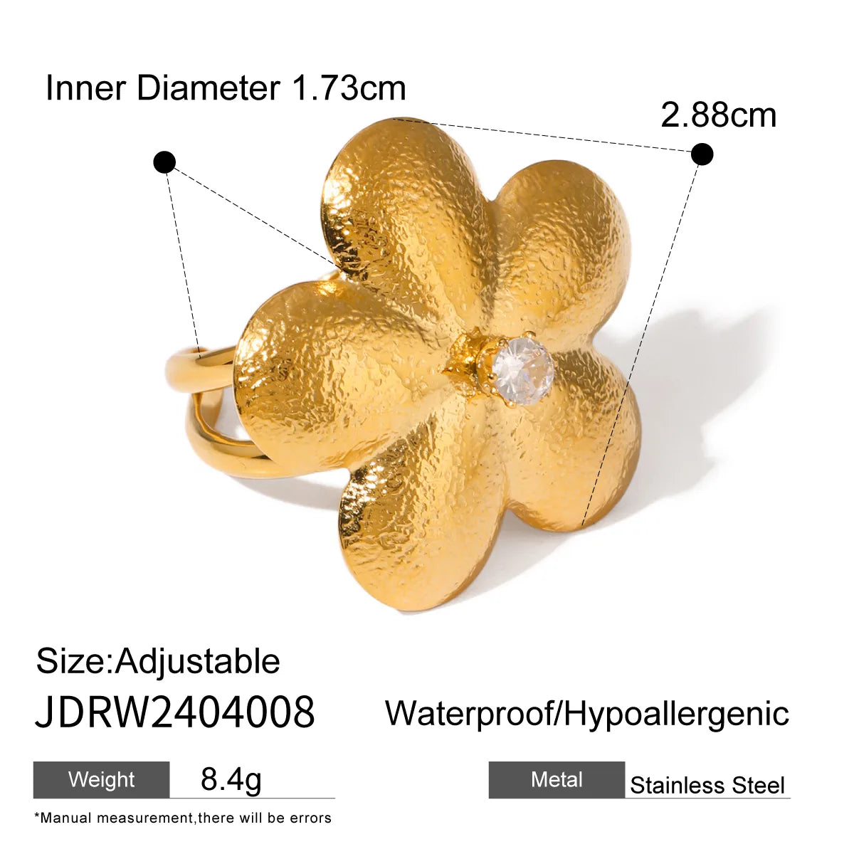 Wholesale Jewelry Simple Style Classic Style Flower 304 Stainless Steel 18K Gold Plated Plating Rings Earrings