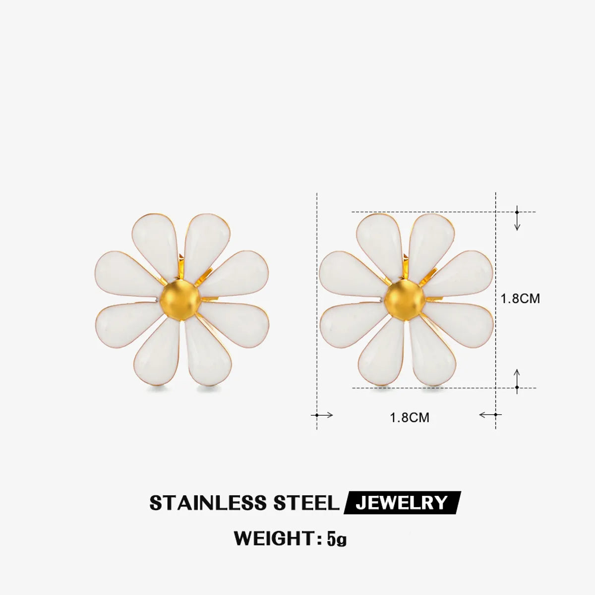 Wholesale Jewelry Simple Style Classic Style Flower 304 Stainless Steel Resin 18K Gold Plated Enamel Rings Earrings