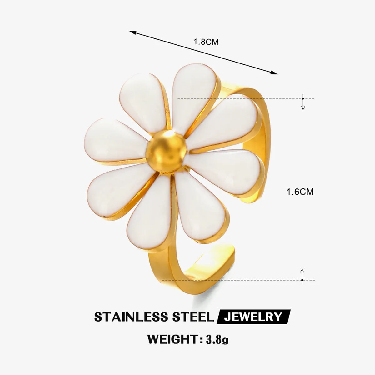 Wholesale Jewelry Simple Style Classic Style Flower 304 Stainless Steel Resin 18K Gold Plated Enamel Rings Earrings