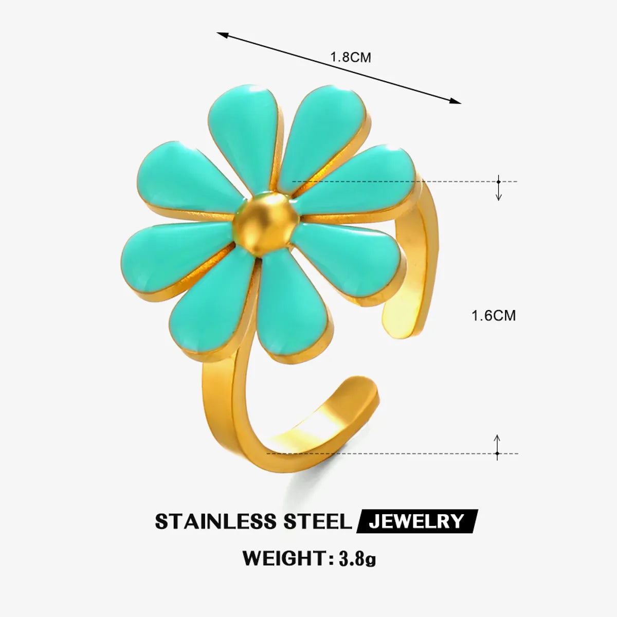 Wholesale Jewelry Simple Style Classic Style Flower 304 Stainless Steel Resin 18K Gold Plated Enamel Rings Earrings