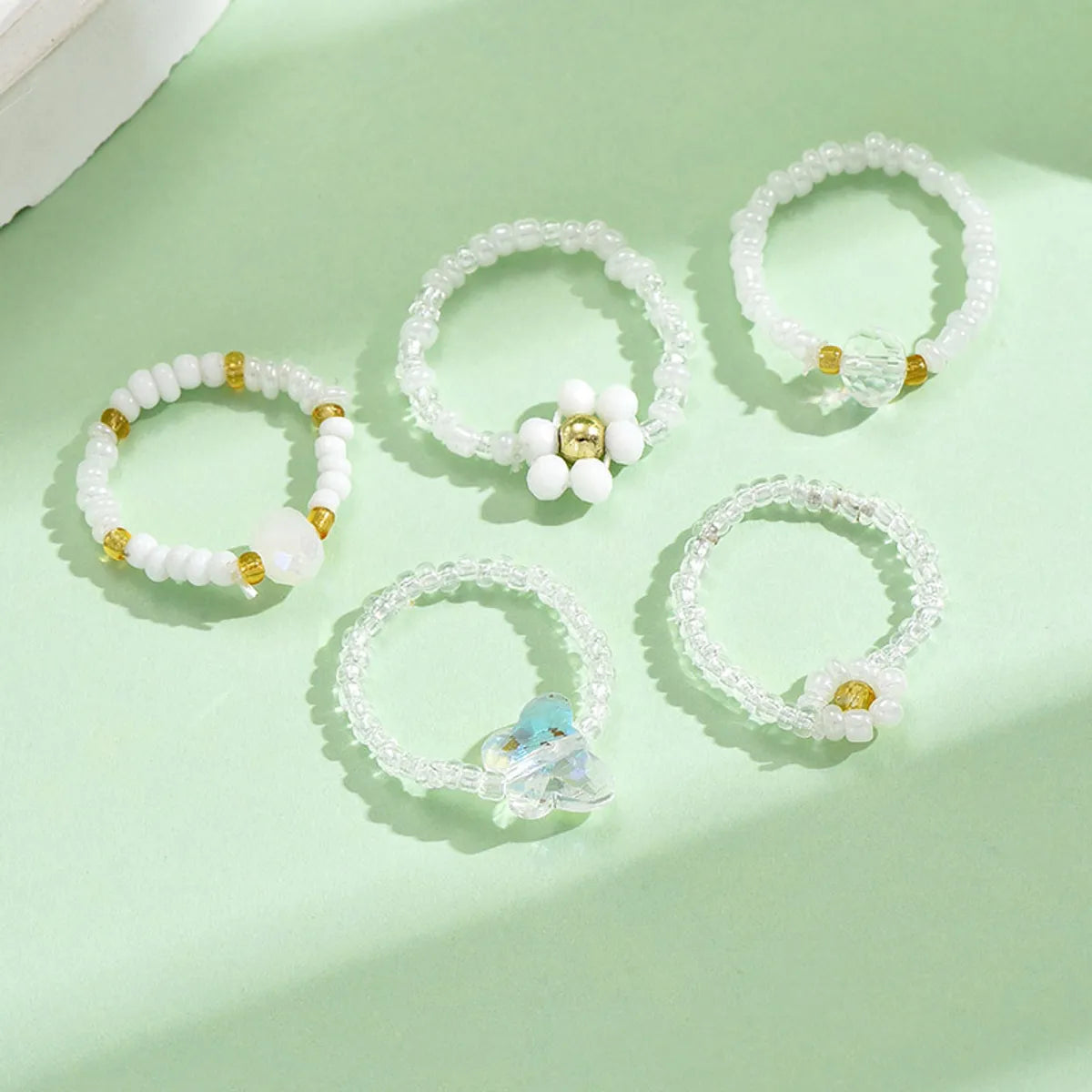 Wholesale Jewelry Simple Style Classic Style Flower Artificial Crystal Seed Bead Beaded Rings