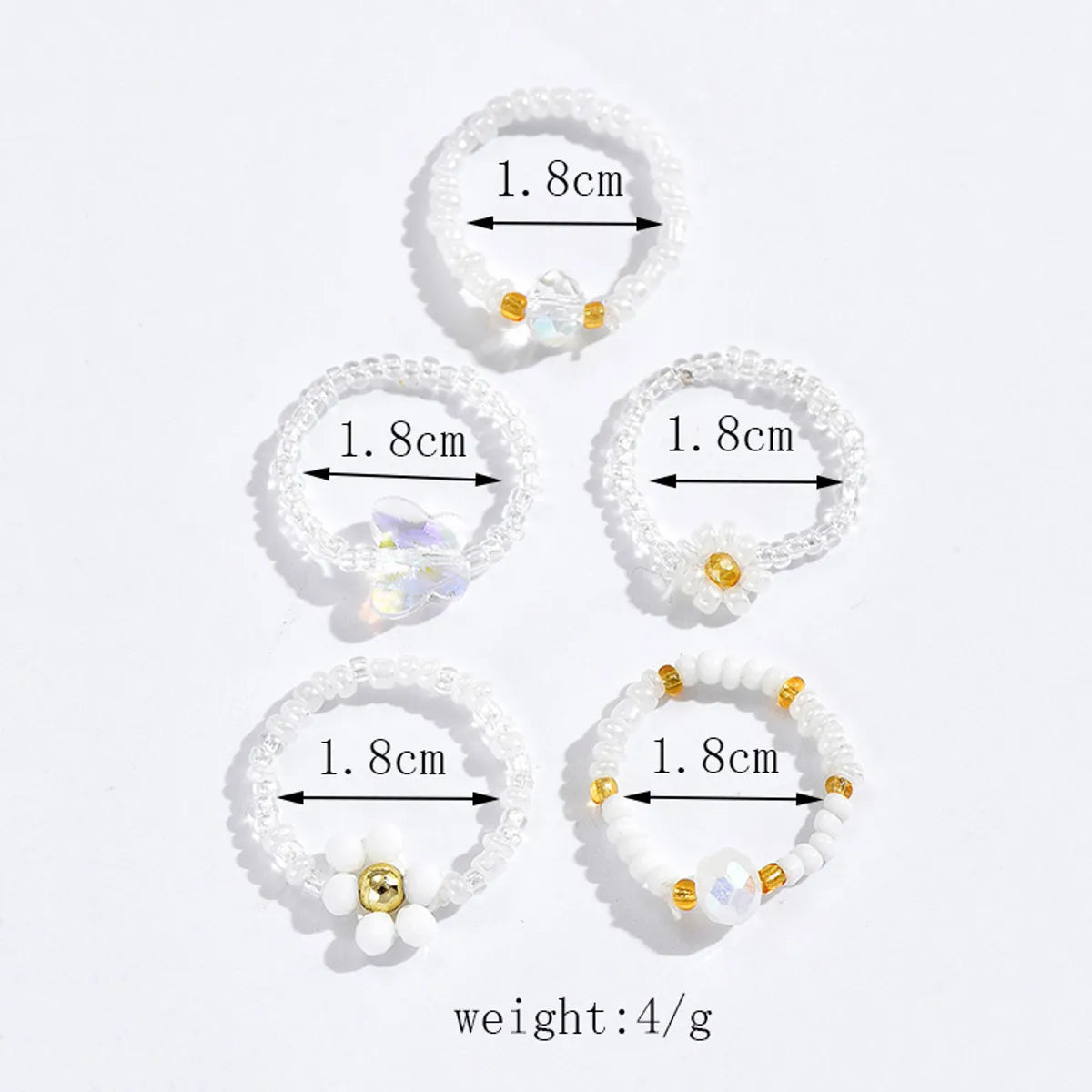 Wholesale Jewelry Simple Style Classic Style Flower Artificial Crystal Seed Bead Beaded Rings