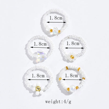 Wholesale Jewelry Simple Style Classic Style Flower Artificial Crystal Seed Bead Beaded Rings