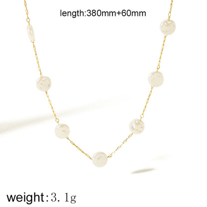 Wholesale Jewelry Simple Style Classic Style Flower Shell 304 Stainless Steel 18K Gold Plated Plating Necklace