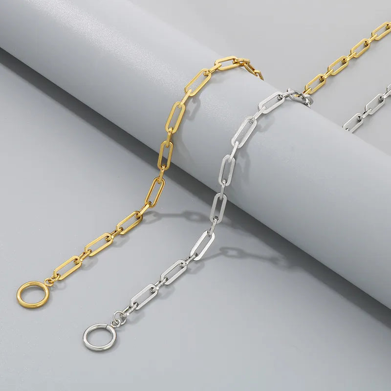 Wholesale Jewelry Simple Style Classic Style Geometric 304 Stainless Steel 18K Gold Plated Bracelets Necklace