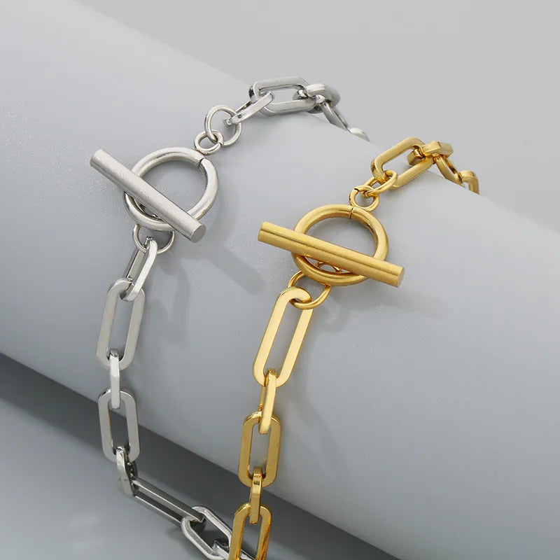 Wholesale Jewelry Simple Style Classic Style Geometric 304 Stainless Steel 18K Gold Plated Bracelets Necklace