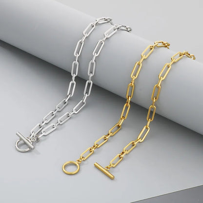 Wholesale Jewelry Simple Style Classic Style Geometric 304 Stainless Steel 18K Gold Plated Bracelets Necklace