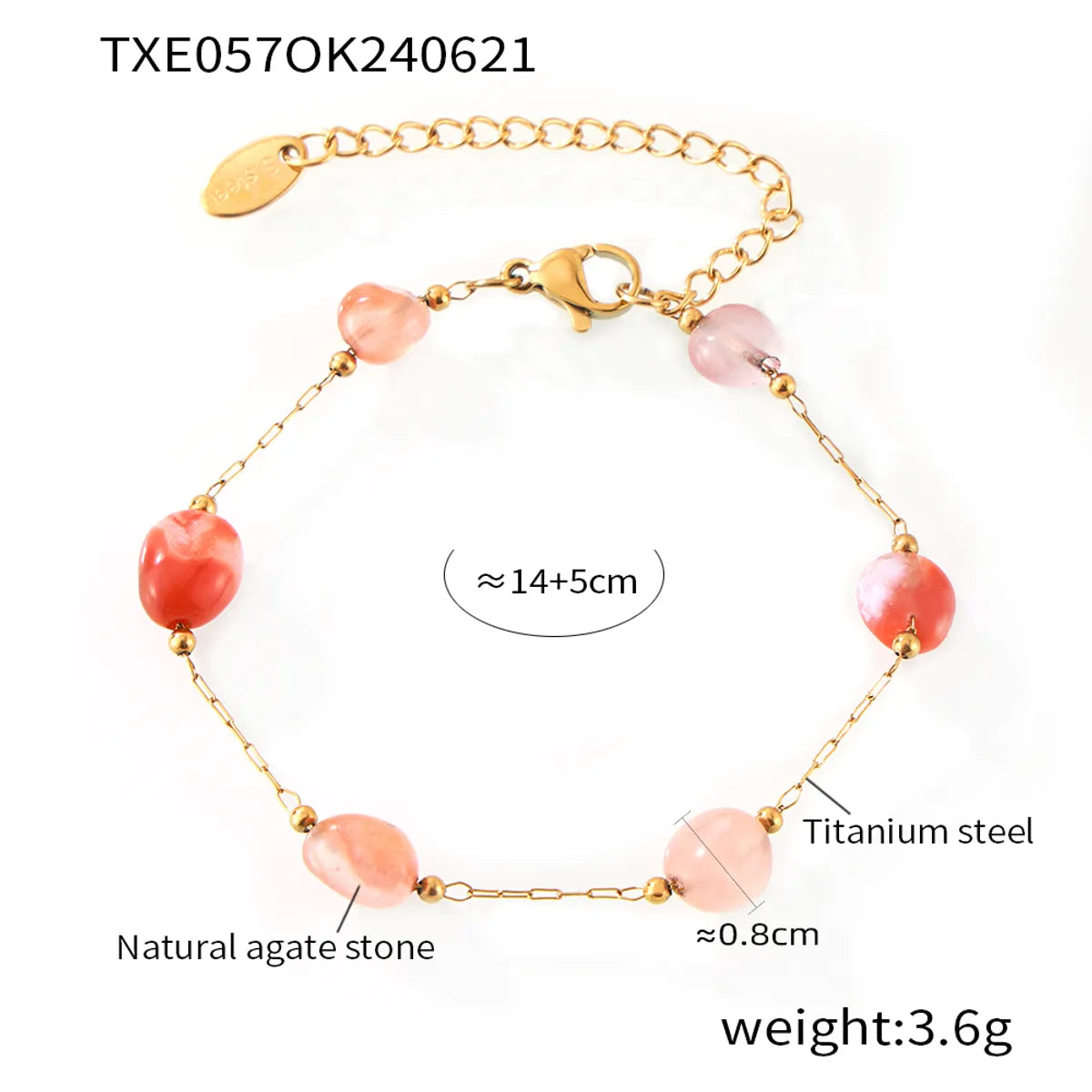 Wholesale Jewelry Simple Style Classic Style Geometric 304 Stainless Steel Natural Stone 18K Gold Plated Beaded Plating Bracelets Necklace