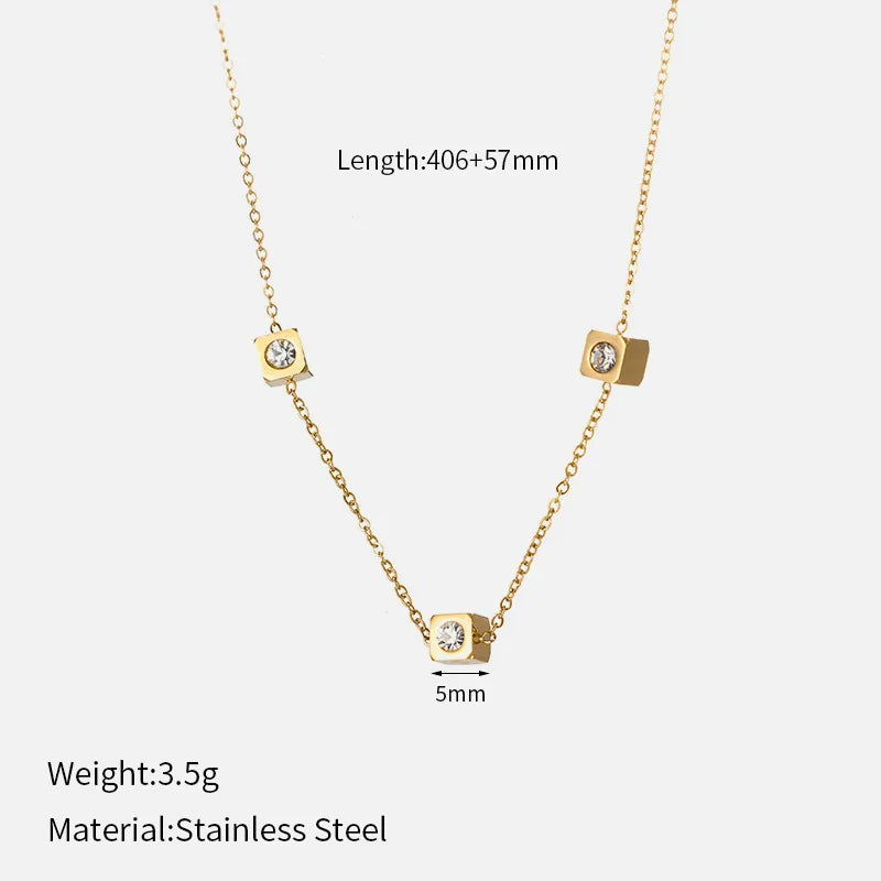 Wholesale Jewelry Simple Style Classic Style Geometric Solid Color 304 Stainless Steel 14K Gold Plated Hollow Out Inlay Pendant Necklace