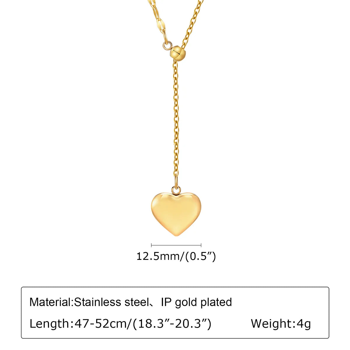 Wholesale Jewelry Simple Style Classic Style Heart Shape 201 Stainless Steel 18K Gold Plated Plating Pendant Necklace