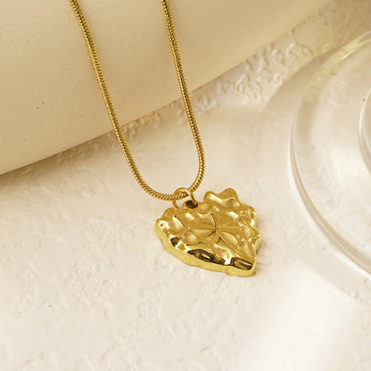 Wholesale Jewelry Simple Style Classic Style Heart Shape 304 Stainless Steel 18K Gold Plated Pendant Necklace