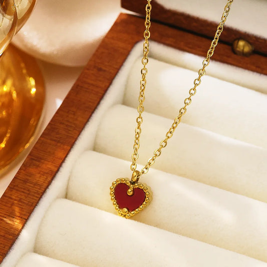 Wholesale Jewelry Simple Style Classic Style Heart Shape 304 Stainless Steel 18K Gold Plated Plating Pendant Necklace