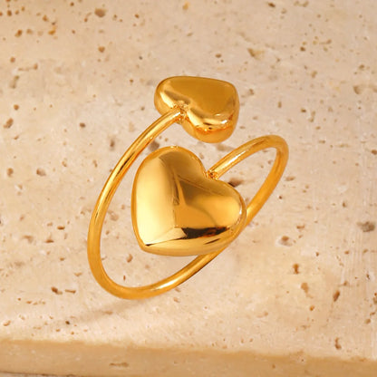 Wholesale Jewelry Simple Style Classic Style Heart Shape 304 Stainless Steel 18K Gold Plated Plating Rings