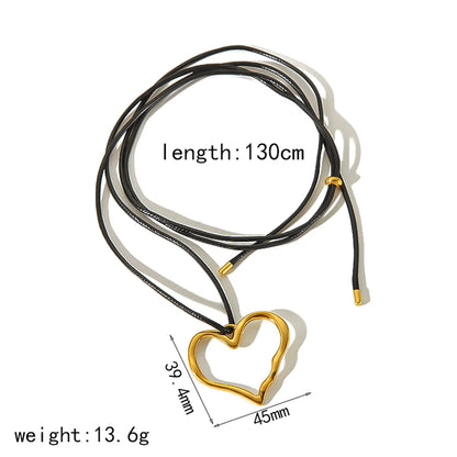 Wholesale Jewelry Simple Style Classic Style Heart Shape 304 Stainless Steel 18K Gold Plated Polishing Plating Pendant Necklace