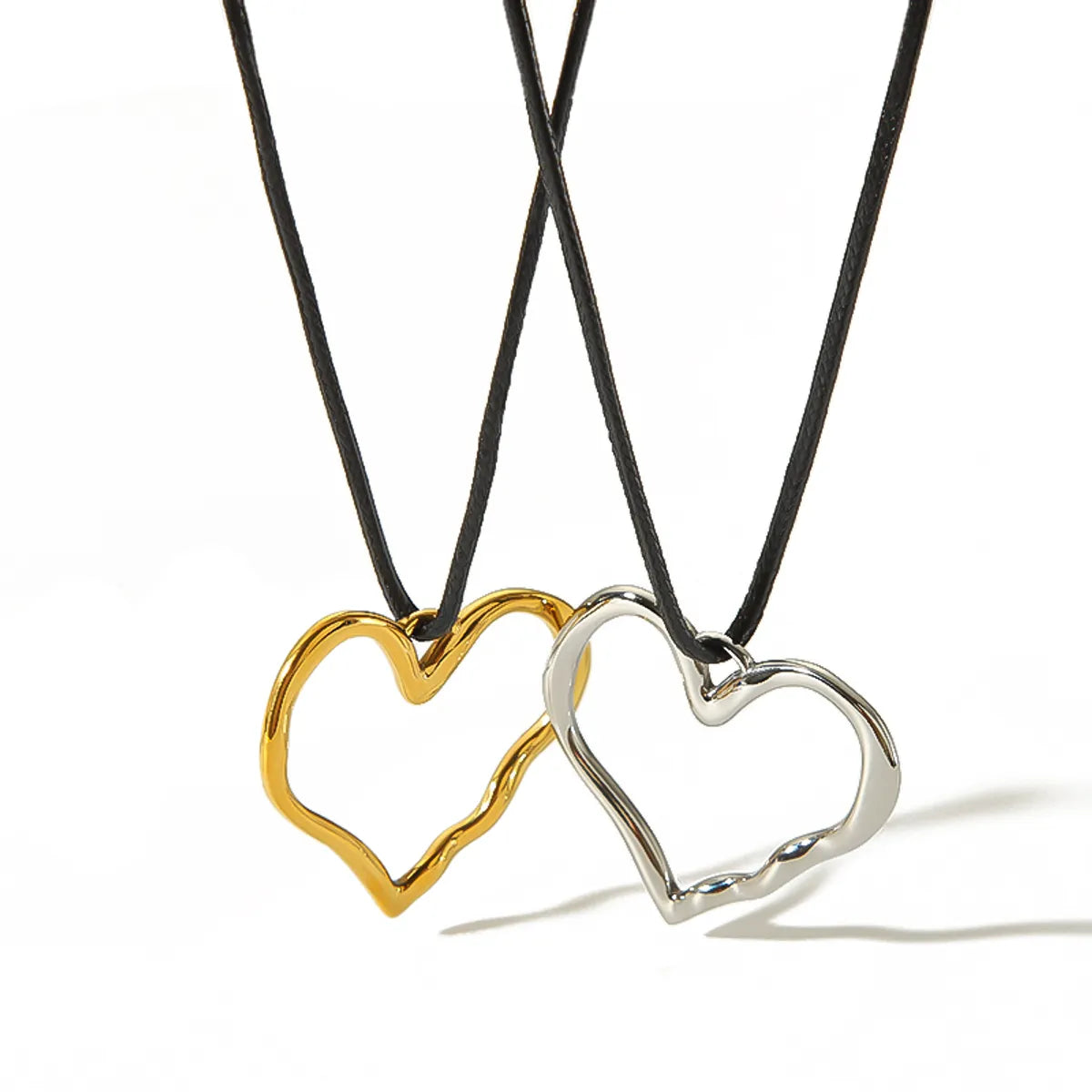 Wholesale Jewelry Simple Style Classic Style Heart Shape 304 Stainless Steel 18K Gold Plated Polishing Plating Pendant Necklace