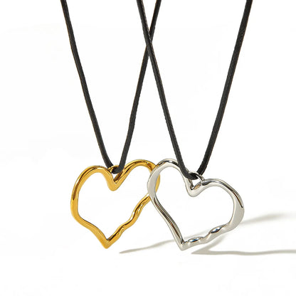 Wholesale Jewelry Simple Style Classic Style Heart Shape 304 Stainless Steel 18K Gold Plated Polishing Plating Pendant Necklace