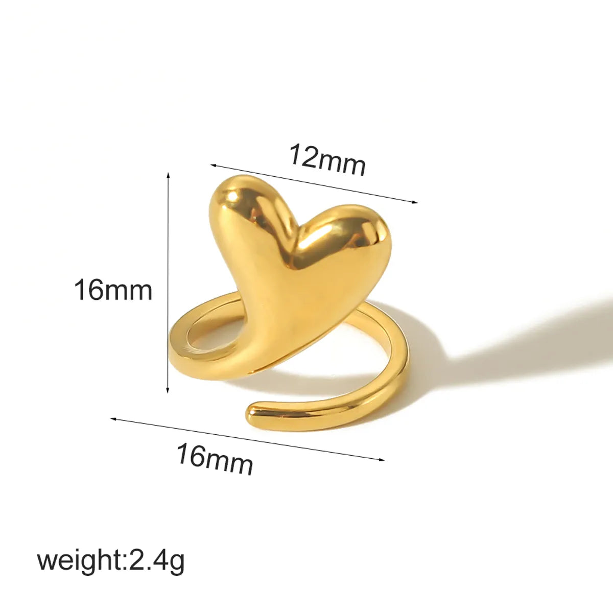 Wholesale Jewelry Simple Style Classic Style Heart Shape 304 Stainless Steel 18K Gold Plated Polishing Plating Rings