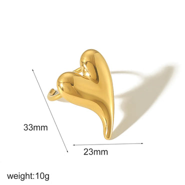 Wholesale Jewelry Simple Style Classic Style Heart Shape 304 Stainless Steel 18K Gold Plated Polishing Plating Rings