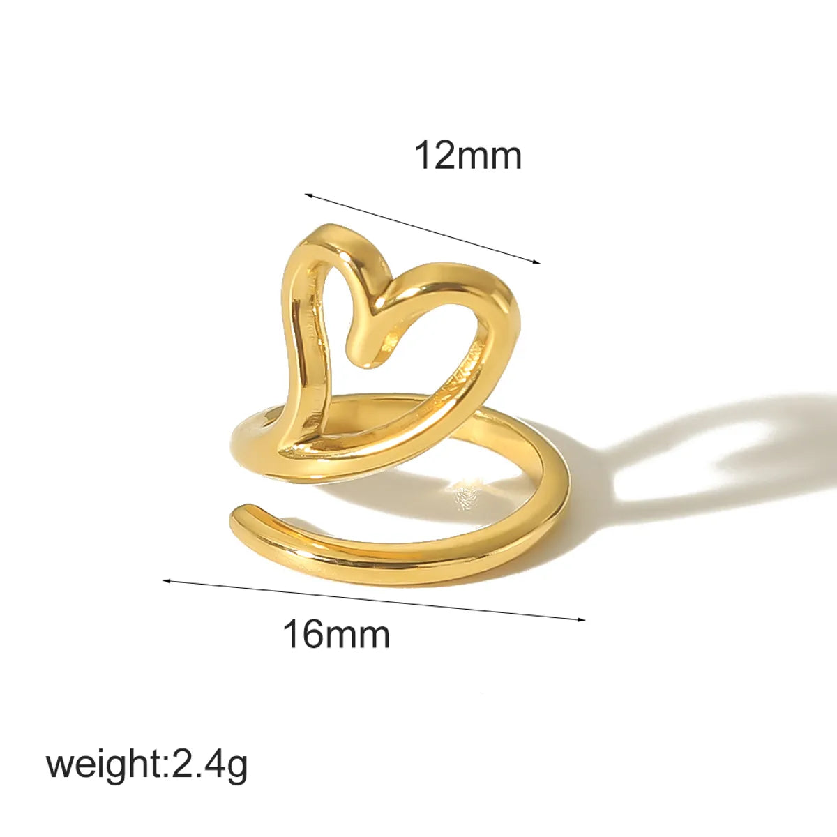 Wholesale Jewelry Simple Style Classic Style Heart Shape 304 Stainless Steel 18K Gold Plated Polishing Plating Rings