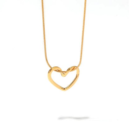 Wholesale Jewelry Simple Style Classic Style Heart Shape 304 Stainless Steel Patchwork Pendant Necklace