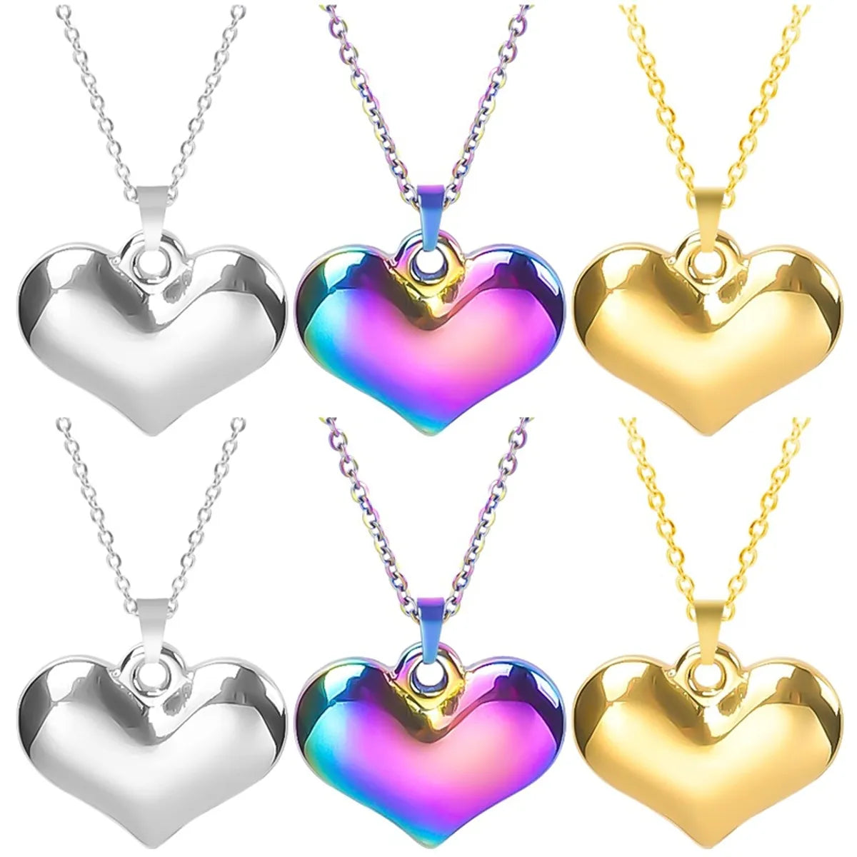 Wholesale Jewelry Simple Style Classic Style Heart Shape 304 Stainless Steel Plating Pendant Necklace