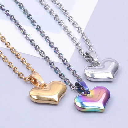 Wholesale Jewelry Simple Style Classic Style Heart Shape 304 Stainless Steel Plating Pendant Necklace