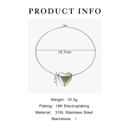 Wholesale Jewelry Simple Style Classic Style Heart Shape 316L Stainless Steel  18K Gold Plated Irregular Plating Choker