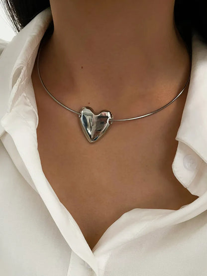 Wholesale Jewelry Simple Style Classic Style Heart Shape 316L Stainless Steel  18K Gold Plated Irregular Plating Choker