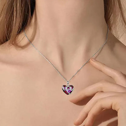 Wholesale Jewelry Simple Style Classic Style Heart Shape Alloy Organic Glass Zircon Inlay Pendant Necklace