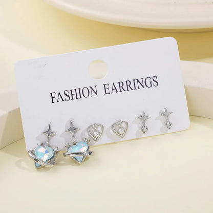 Wholesale Jewelry Simple Style Classic Style Heart Shape Alloy Rhinestones Inlay Drop Earrings