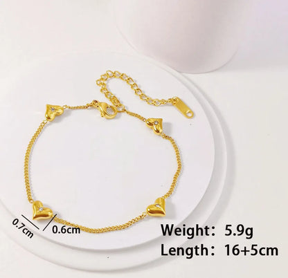 Wholesale Jewelry Simple Style Classic Style Heart Shape Titanium Steel 18K Gold Plated Plating Anklet