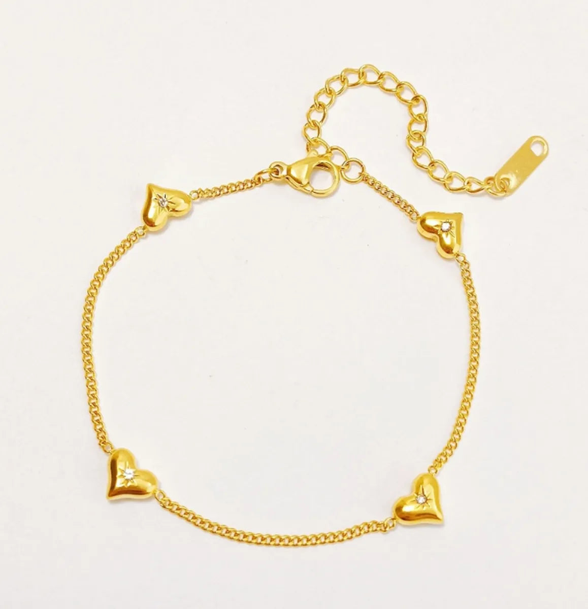 Wholesale Jewelry Simple Style Classic Style Heart Shape Titanium Steel 18K Gold Plated Plating Anklet