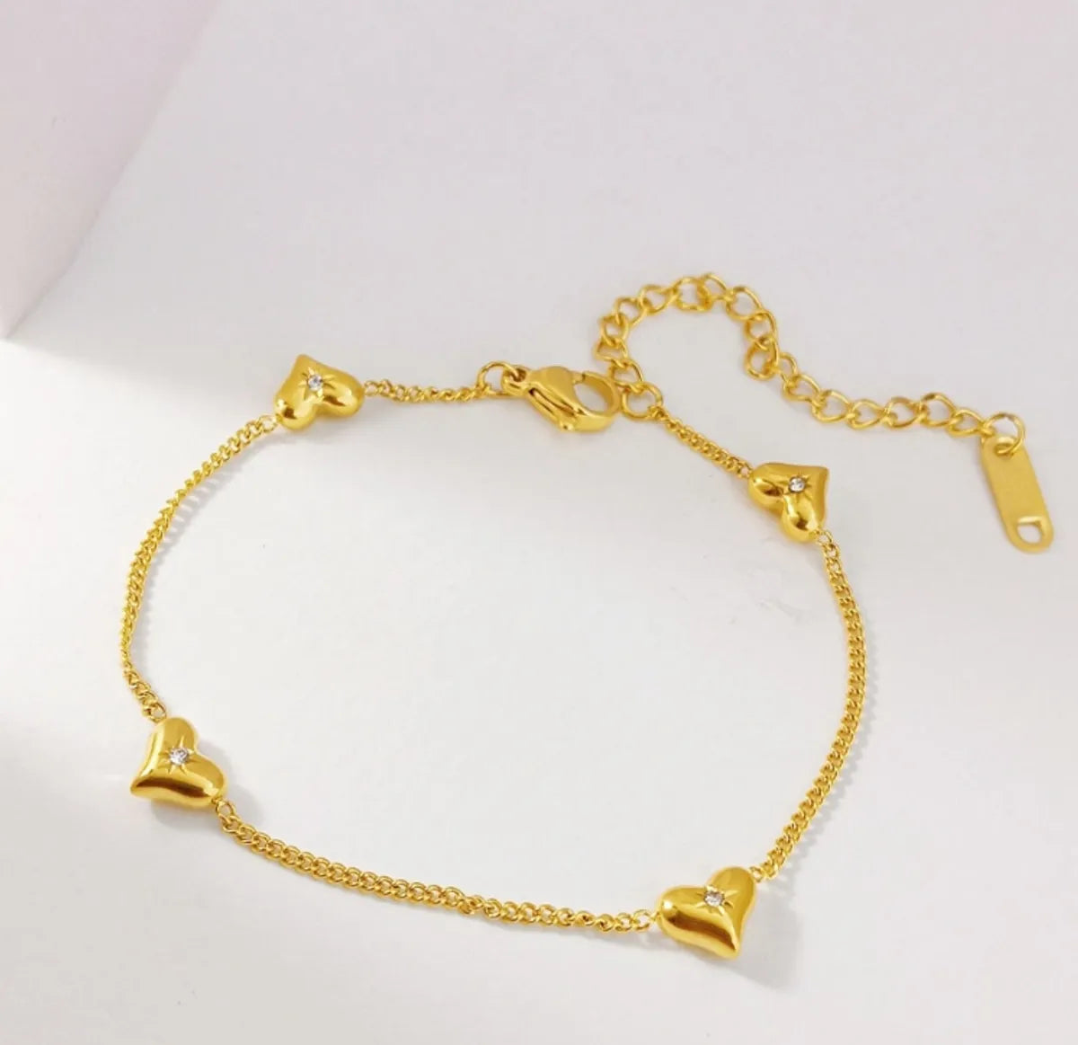 Wholesale Jewelry Simple Style Classic Style Heart Shape Titanium Steel 18K Gold Plated Plating Anklet