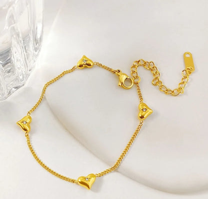 Wholesale Jewelry Simple Style Classic Style Heart Shape Titanium Steel 18K Gold Plated Plating Anklet