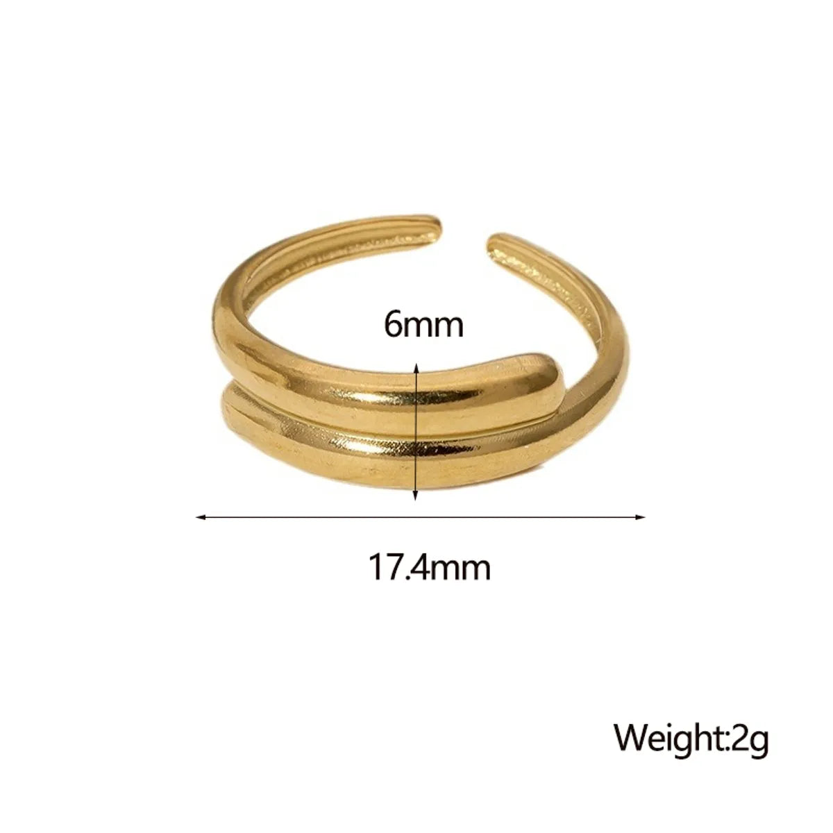 Wholesale Jewelry Simple Style Classic Style Korean Style Lines 304 Stainless Steel 18K Gold Plated Open Rings